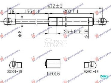 AMORTIZER GEPEK VRATA (412L-34 za Renault Clio od 1998. do 2001. god.