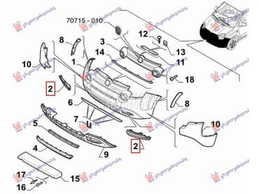RESETKA PREDNJEG BRANIKA Levo za Fiat Panda za 2012. god.