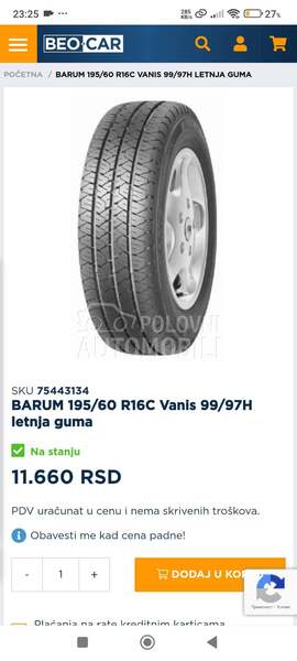 Barum 195/60 R16 Letnja