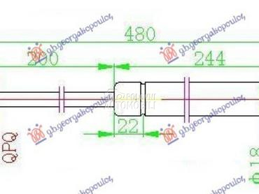 AMORTIZER GEPEK VRATA (480L-42 za Lancia Ypsilon od 2003. do 2011. god.