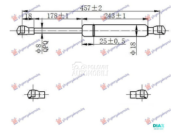 AMORTIZER GEPEK VRATA (460L-35 za Fiat 500 od 2015. do 2025. god.