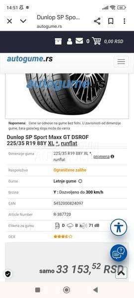 Dunlop 225/35 R19 Letnja