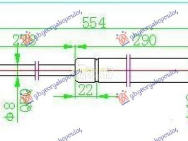 AMORTIZER GEPEK VRATA (555L-30 za Peugeot 107 od 2012. do 2014. god.