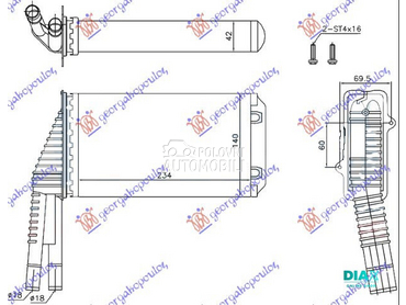 GREJAC KABINE (235x140x42) za Citroen C1 od 2006. do 2012. god.