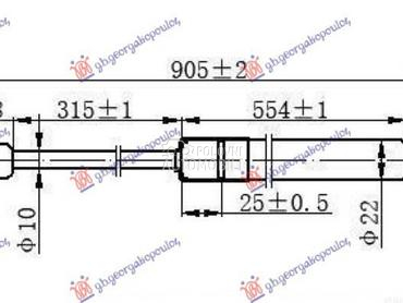 AMORTIZER GEPEK VRATA (905L-73 za Nissan Nv200 od 2016. do 2025. god.