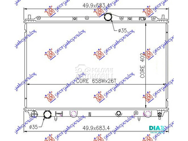 HLADNJAK MOTORA 1.9 TD (40.2x6 za Volvo S40 od 1995. do 2000. god.
