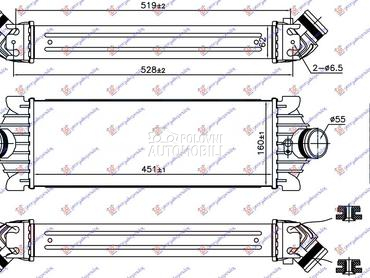 HLADNJAK INTERKULERA 2.2 TDCI za Ford Transit Connect od 2013. do 2019. god.
