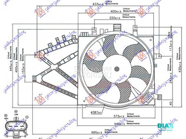 VENTILATOR HLADNJAKA KOMPLET B za Opel Combo od 2000. do 2012. god.