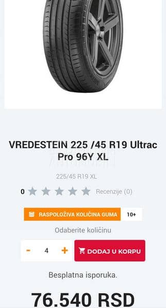 Vredestein 225/45 R19 Letnja