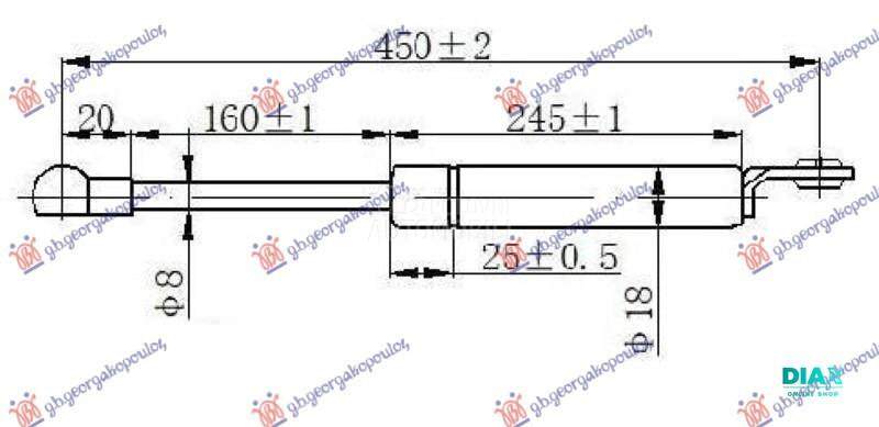 AMORTIZER GEPEK VRATA (450L-14