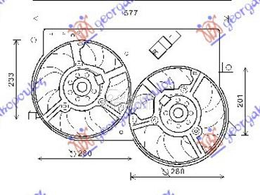 VENTILATOR (DUPLI) KOMPLET (1. za Fiat Palio od 1999. do 2004. god.