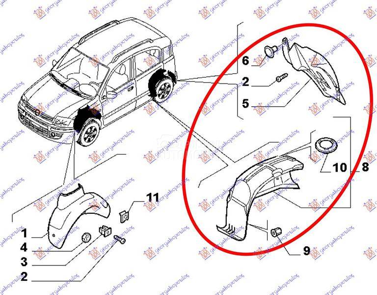 ZADNJE POTKRILO PLASTICNO KOMP