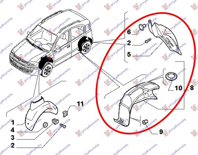 ZADNJE POTKRILO PLASTICNO KOMP