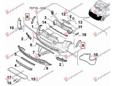 RUB PLASTICNI PREDNJEG... za Fiat Panda za 2012. god.