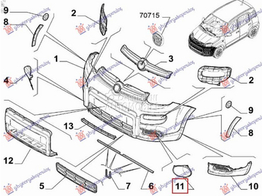 OKVIR MAGLENKE Levo za Fiat Panda za 2012. god.