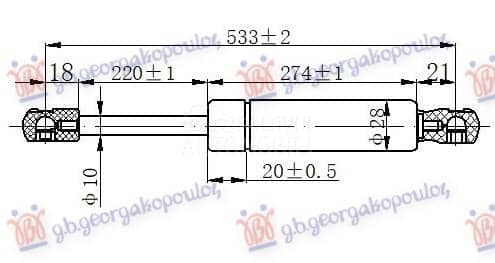 AMORTIZER GEPEK VRATA 750...