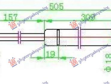 AMORTIZER GEPEK VRATA (505L-77 za Volkswagen Touran od 2007. do 2010. god.