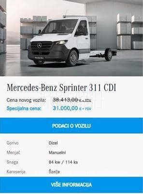 Mercedes Benz Sprinter 311 cdi Standard AKCIJA
