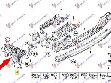 NOSAC ZADNJEG BRANIKA BOCNI PL za BMW Serija 5 od 2003. do 2010. god.