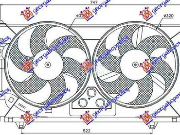 VENTILATOR (DUPLI) KOMPLET (BE za Peugeot Partner od 1996. do 2002. god.