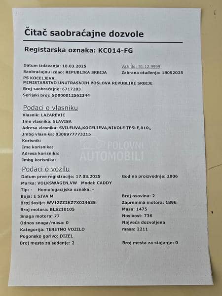 Volkswagen Caddy 1.9TDI