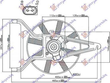 VENTILATOR HLADNJAKA KOMPLET ( za Citroen Saxo od 1996. do 1999. god.