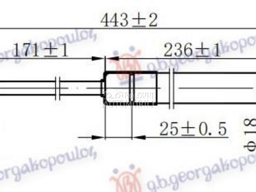 AMORTIZER GEPEK VRATA (443L-45 za Toyota Auris od 2010. do 2012. god.