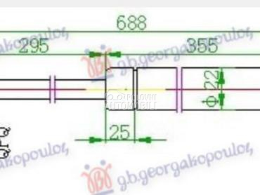 AMORTIZER GEPEK VRATA (690L-63 za Renault Kangoo od 1998. do 2003. god.