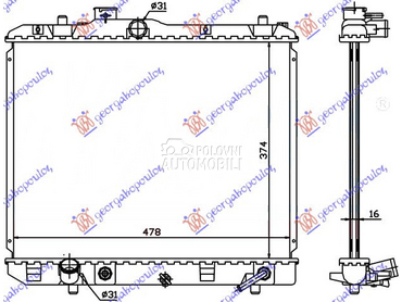 HLADNJAK MOTORA (AUTO) (375x50 za Opel Agila od 2008. do 2014. god.