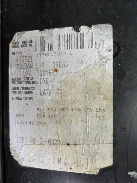 Delovi za Volkswagen Touran 1.9Tdi 2007. god.