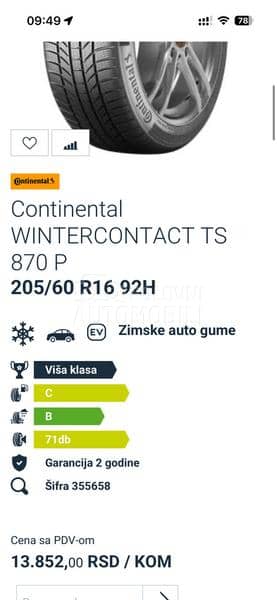 Continental 205/60 R16 Zimska