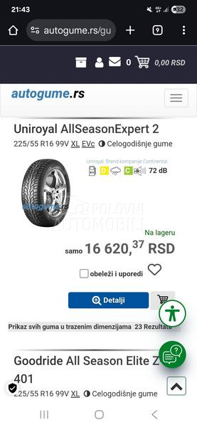 Uniroyal 225/55 R16 Sve sezone