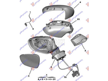 RETROVIZOR ELEKTRICNI SA GREJA za Citroen DS3 od 2016. do 2025. god.