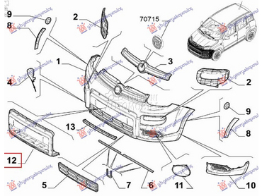 POKLOPAC PREDNJEG BRANIKA DONJ za Fiat Panda od 2012. do 2025. god.