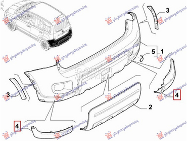 RUB PLASTICNI ZADNJEG BRANIKA za Fiat Panda od 2012. do 2025. god.