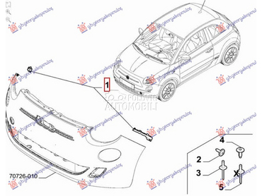 NOSAC PREDNJEG BRANIKA BOCNI P za Fiat 500e od 2021. do 2025. god.