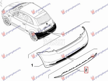 SPOJLER ZADNJEG BRANIKA za Fiat 500e od 2021. do 2025. god.