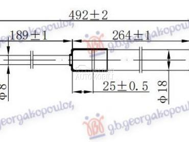 AMORTIZER GEPEK VRATA (492L-40 za Kia Rio od 2011. do 2014. god.