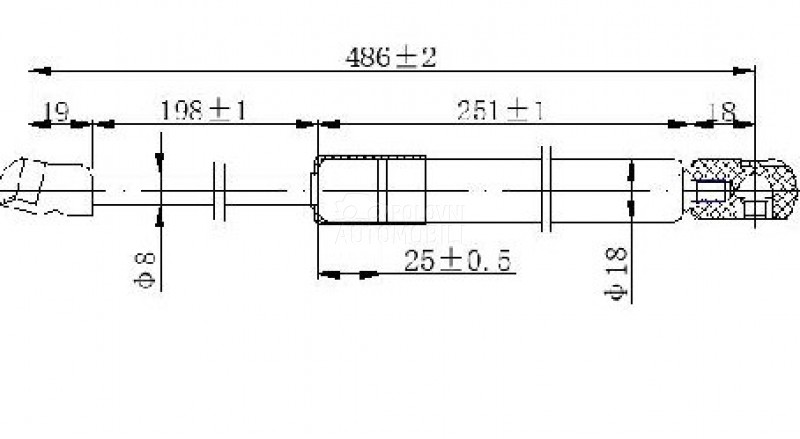 AMORTIZER GEPEK VRATA (487.5L-