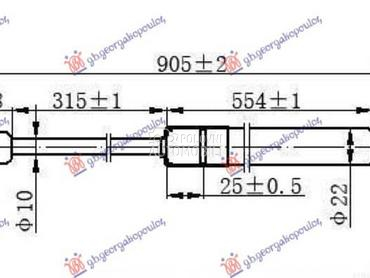 AMORTIZER GEPEK VRATA 730... za Opel Ostalo od 2006. do 2014. god.