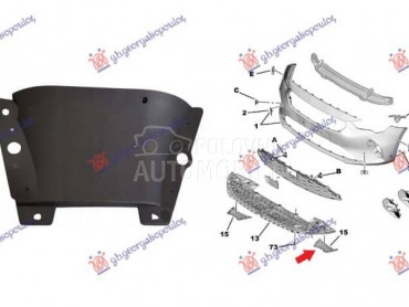 SPOJLER PREDNJEG BRANIKA Levo za Opel Corsa F od 2019. do 2023. god.