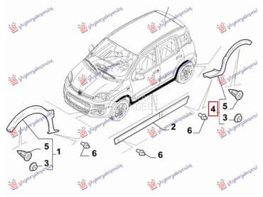 RUB PLASTICNI ZADNJEG... za Fiat Panda za 2012. god.
