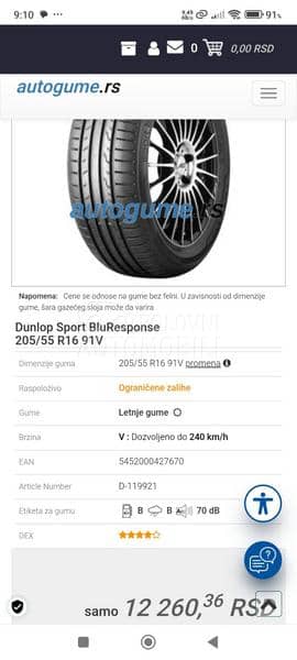 Dunlop 205/55 R16 Letnja