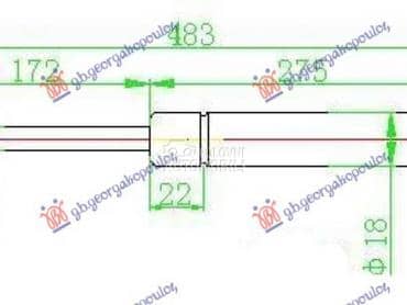 AMORTIZER GEPEK VRATA 370... za Hyundai Getz od 2006. do 2010. god.