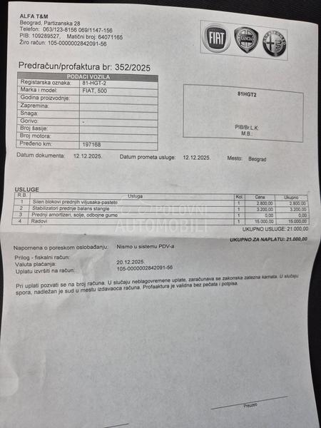 Fiat 500 1.2b PA.NO P.sen.zo