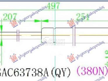 AMORTIZER GEPEK VRATA (497L-38 za Nissan Micra od 2013. do 2017. god.