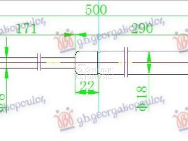 AMORTIZER GEPEK VRATA (500L-57 za Škoda Octavia od 2013. do 2017. god.