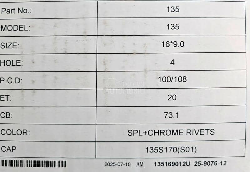 Aluminijumske felne bbs rs replica 16" 