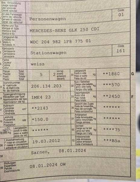 Mercedes Benz GLK 250 Nov nov