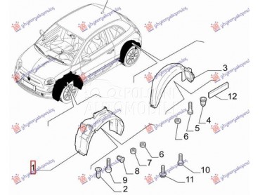 POTKRILO PLASTICNO Levo za Fiat 500e za 2021. god.